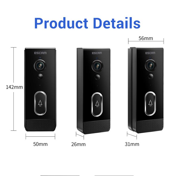 ESCAM V5 TUYA 1080P Intelligent Two-Way Voice Night Vision Wireless Doorbell, V5 ESCAM V5 TUYA 1080P Intelligent Two-Way Voice Night Vision Wireless Doorbell, V5